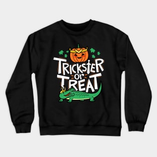 Trickster or Treat Cute Loki Superhero Halloween Typography Crewneck Sweatshirt